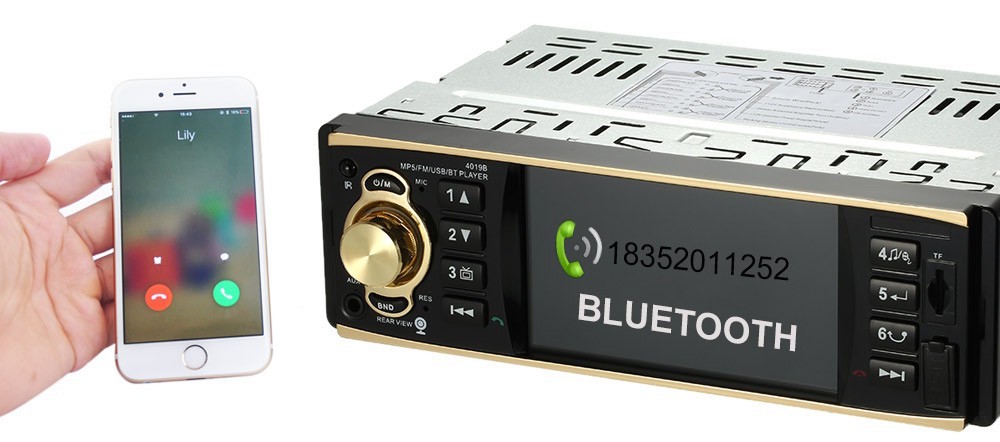 4.1インチTFT液晶スクリーン Bluetooth ハンズフリー カーステレオ MP3 動画プレーヤー microSDカード/USB/AUXポート