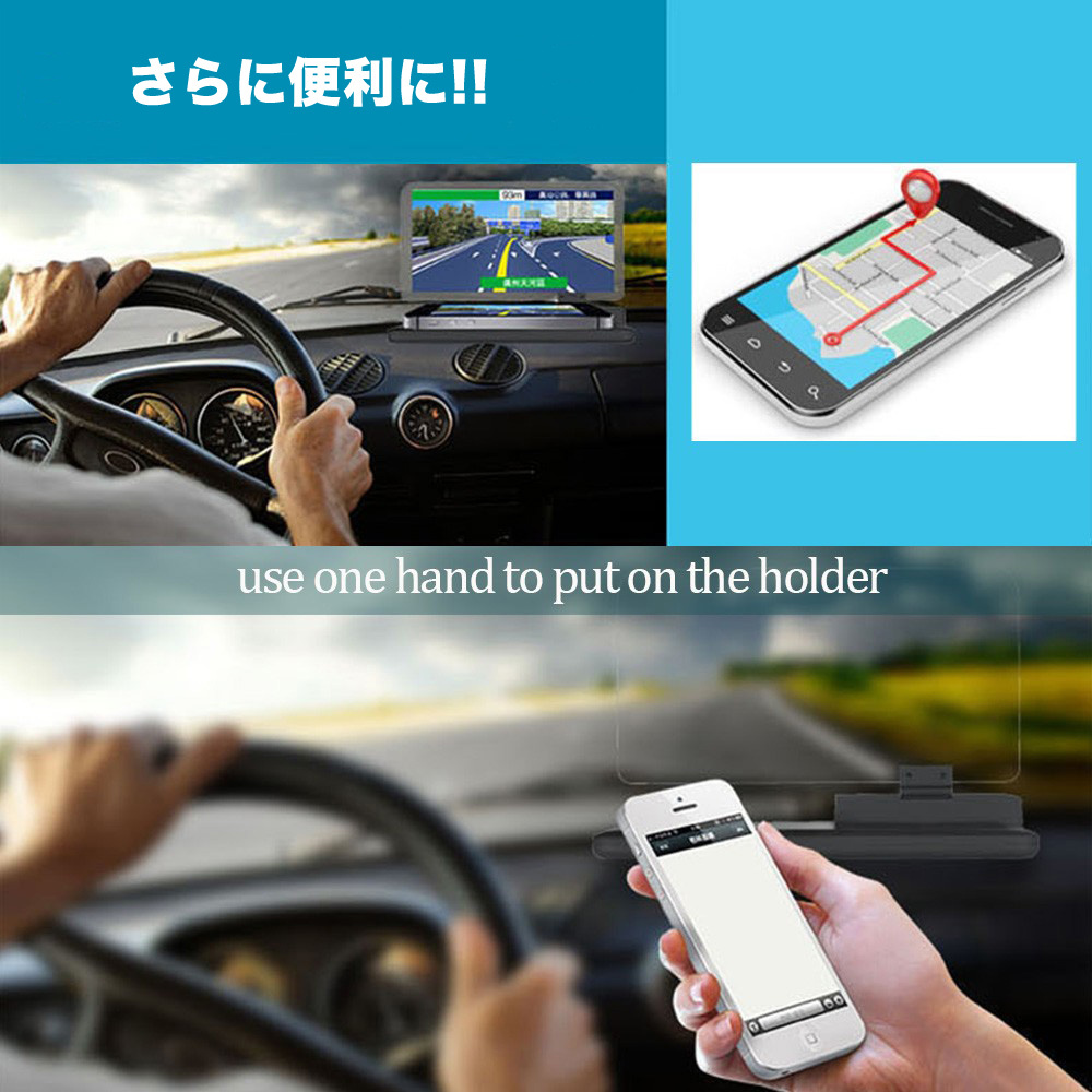 ユニバーサル フロントウィンドウヘッドアップディスプレイ(HUD) GPS HD反射プロジェクター