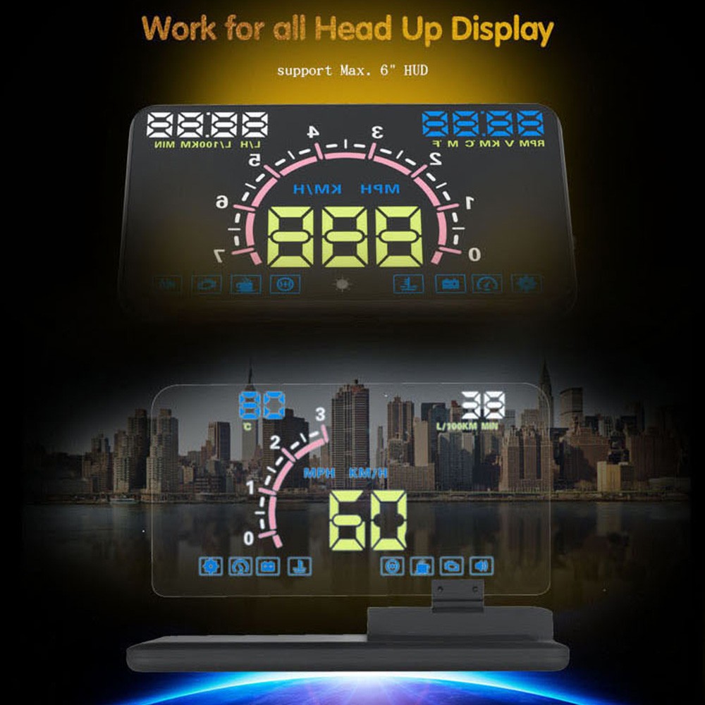 ユニバーサル フロントウィンドウヘッドアップディスプレイ(HUD) GPS HD反射プロジェクター