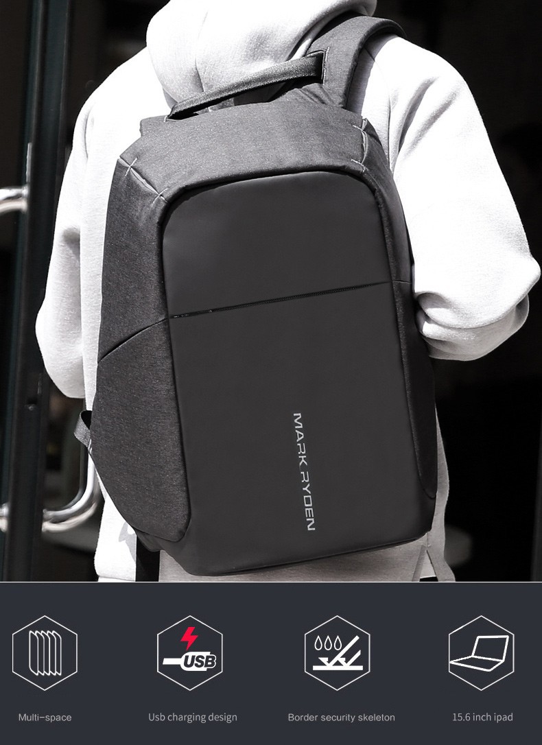 MarkRyden トラベルバックパック 15.6インチノートパソコン USB充電ポート 防水素材