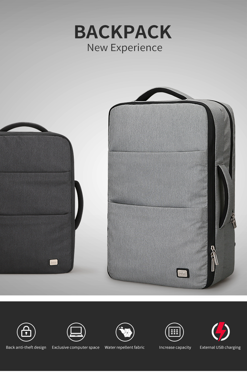 MarkRyden トラベル バックパック 15インチノートパソコン USB充電ポート 防水ファブリック素材