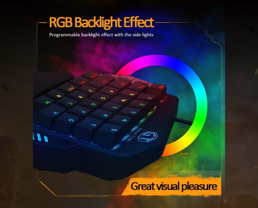 33キー プログラマブル シングルハンド USB ゲーミングキーボードLEDバックライト T9X