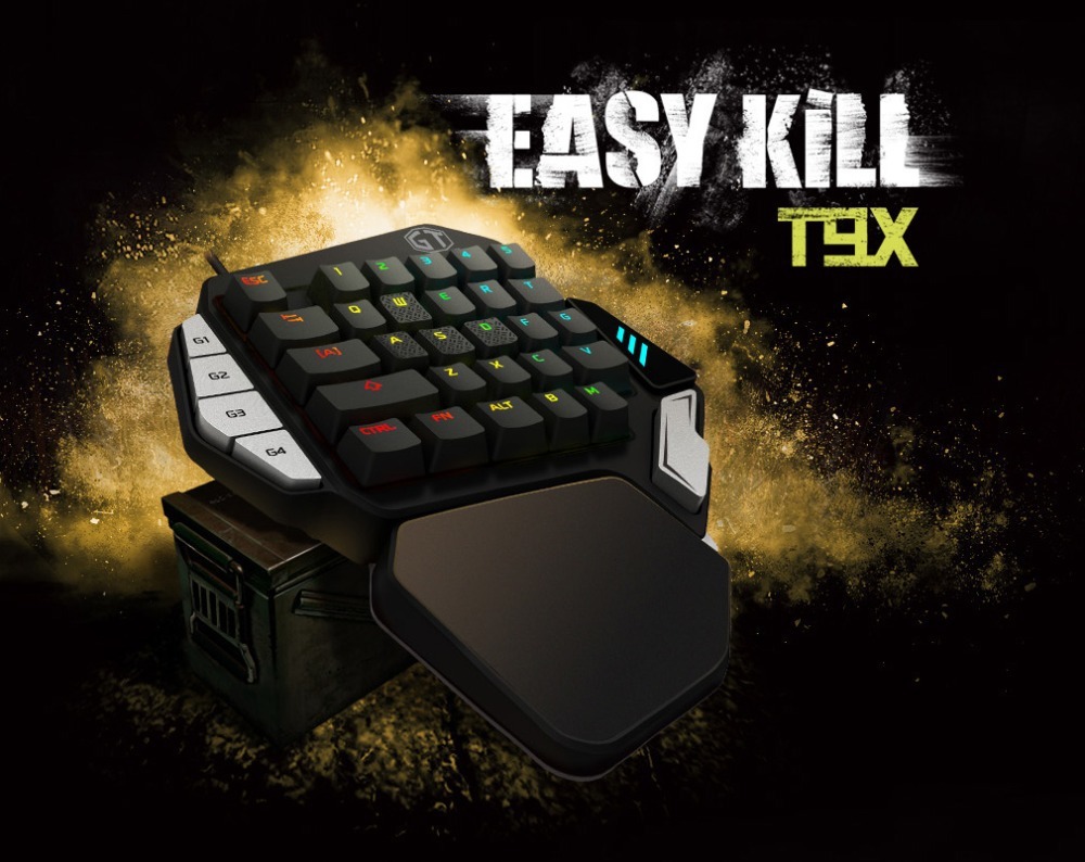 33キー プログラマブル シングルハンド USB ゲーミングキーボードLEDバックライト T9X