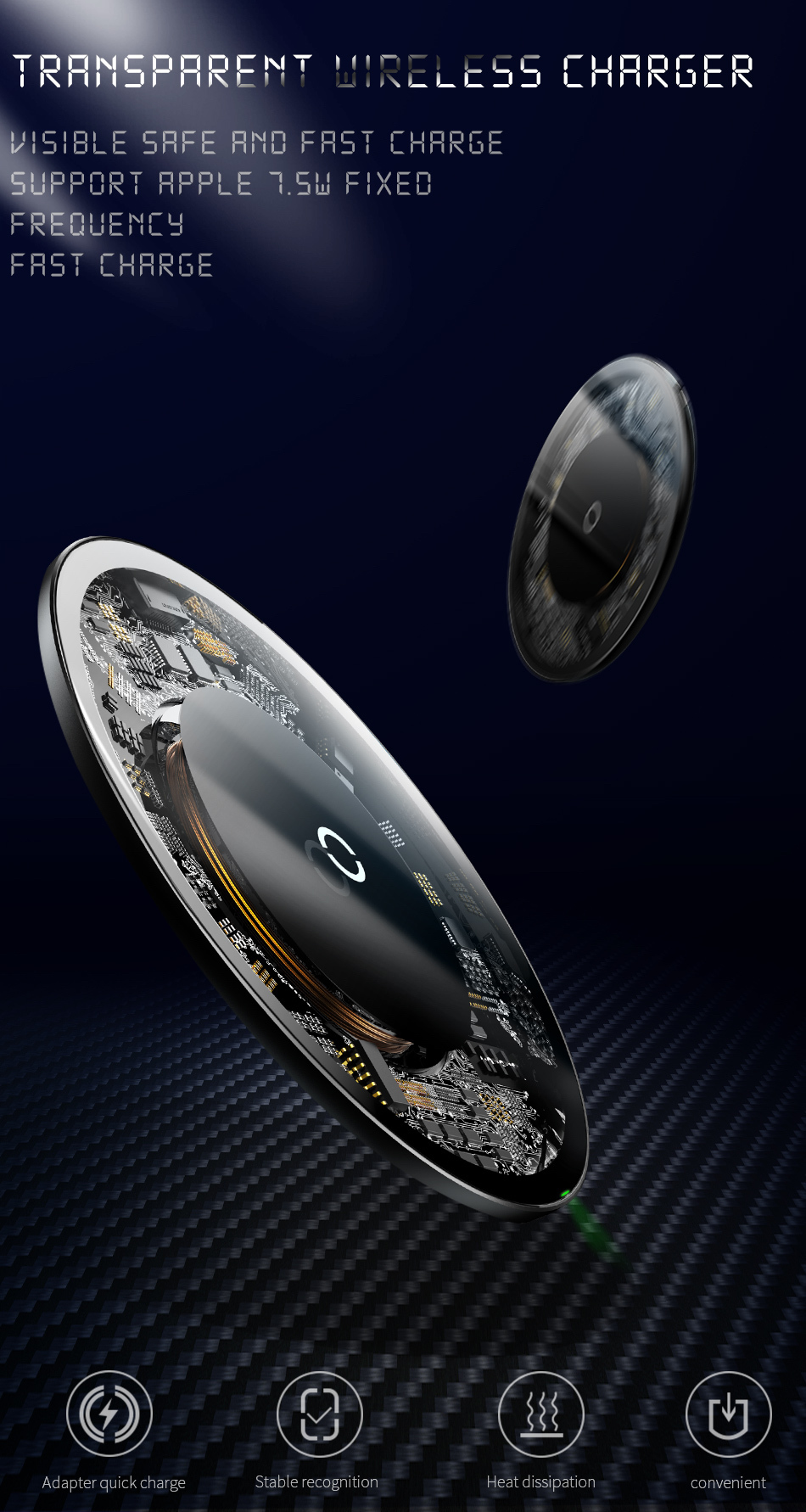 10W スケルトン Qi ワイヤレス充電器 iPhone Android スマートフォン