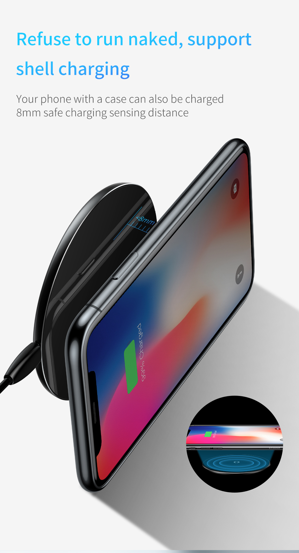 10W スケルトン Qi ワイヤレス充電器 iPhone Android スマートフォン