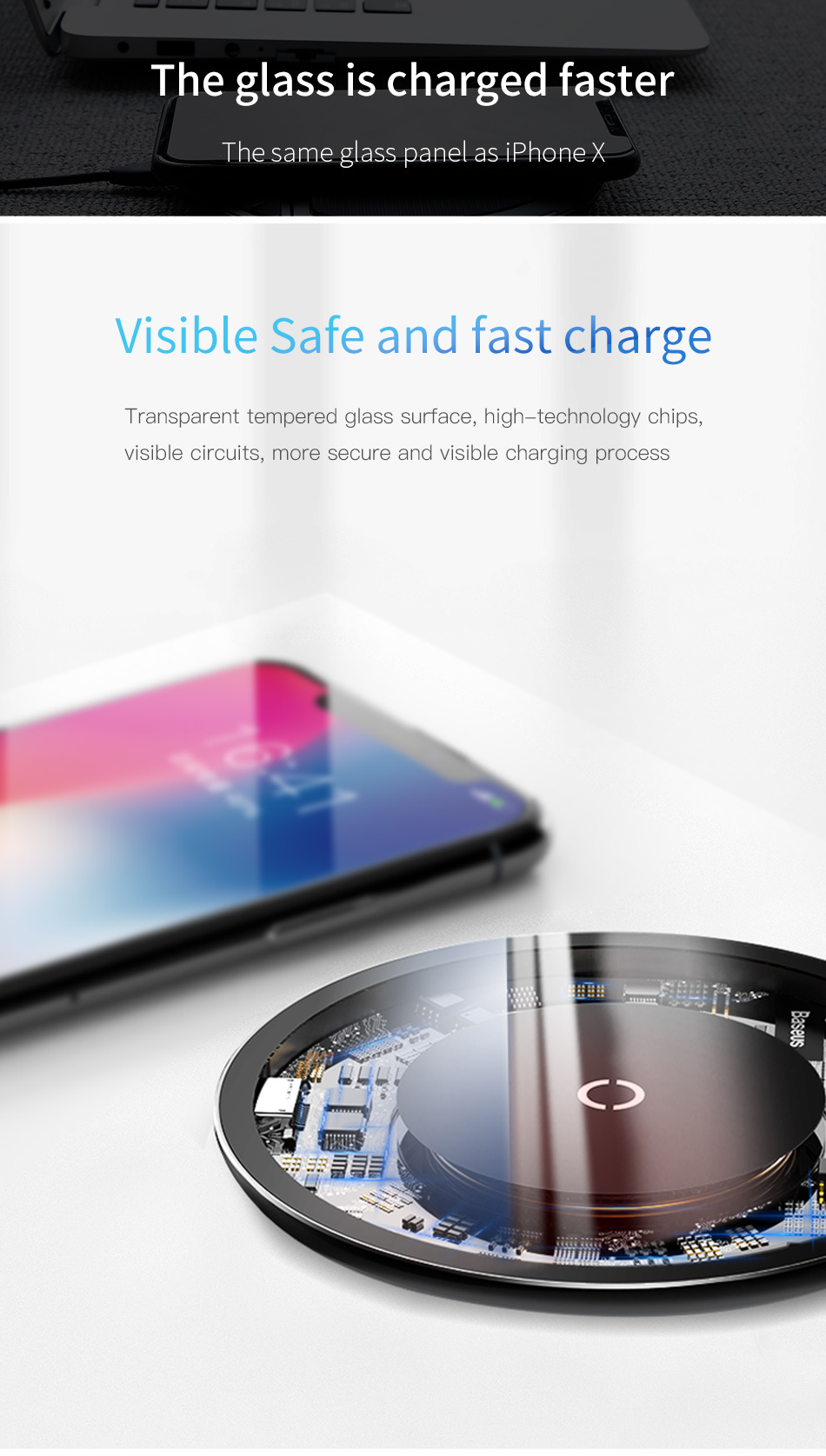 10W スケルトン Qi ワイヤレス充電器 iPhone Android スマートフォン