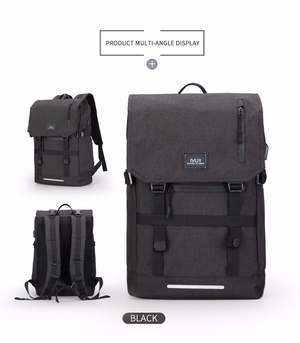 MarkRyden 可変 バックパック 15.6インチノートパソコン USB充電ポート 防水素材