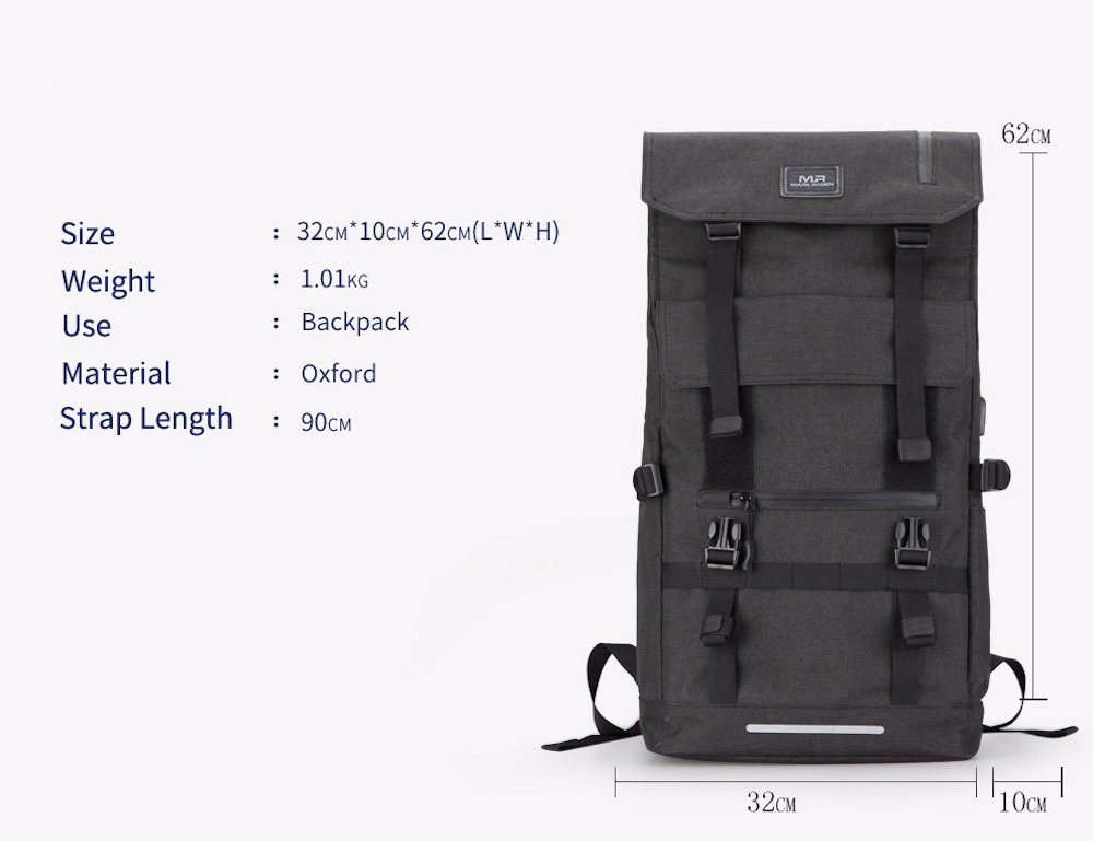MarkRyden 可変 バックパック 15.6インチノートパソコン USB充電ポート 防水素材