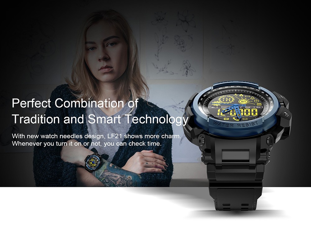 LEMFO LF21 Bluetooth スポーツモニターウオッチ 5気圧防水 歩数計 リマインダー