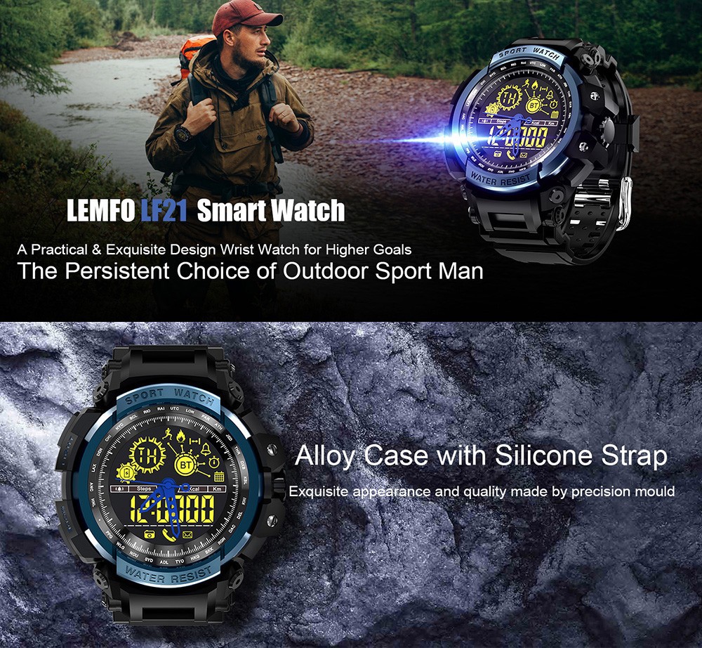 LEMFO LF21 Bluetooth スポーツモニターウオッチ 5気圧防水 歩数計 リマインダー
