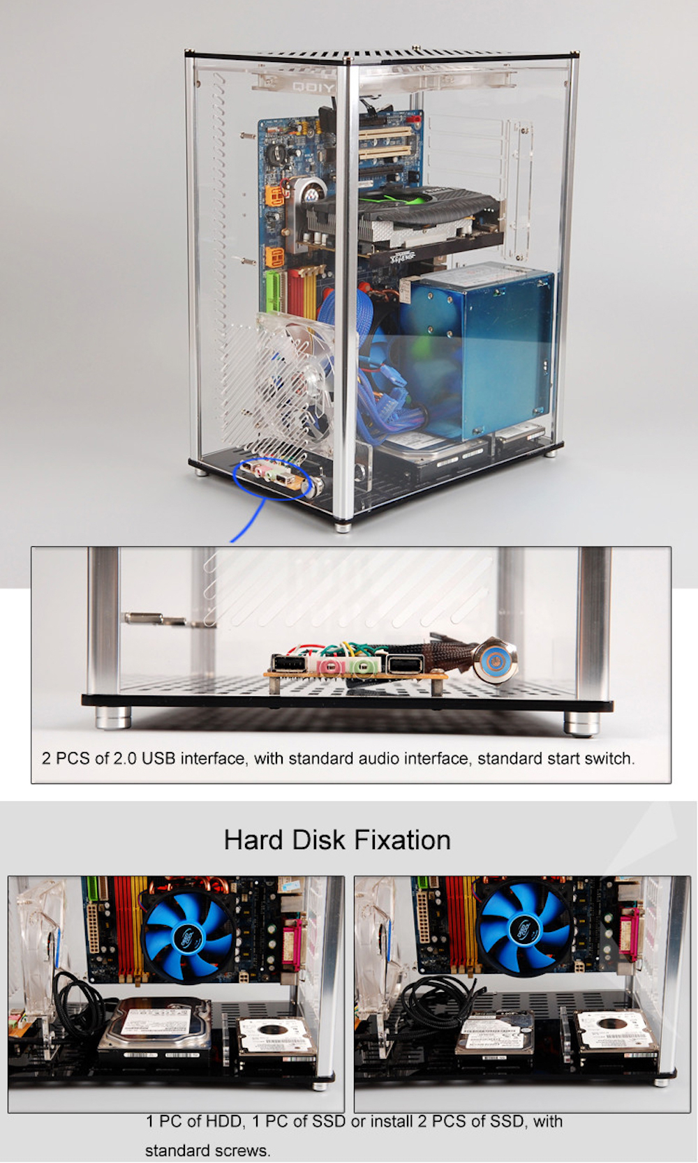 ATX 水冷対応 スケルトン アクリル デスクトップ PCケース