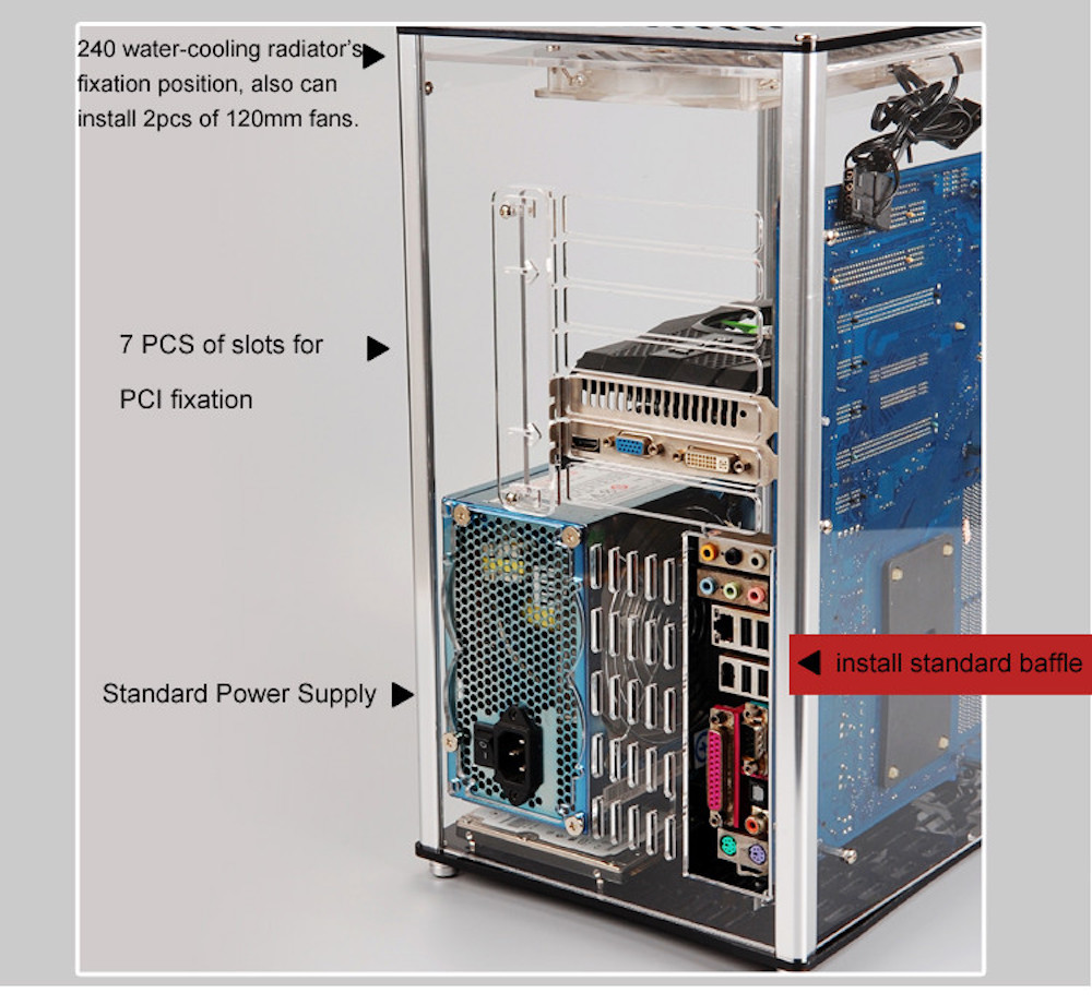 ATX 水冷対応 スケルトン アクリル デスクトップ PCケース