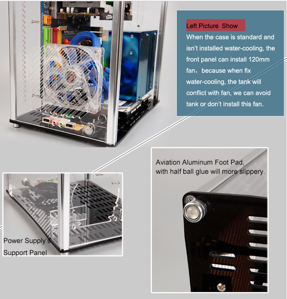 ATX 水冷対応 スケルトン アクリル デスクトップ PCケース