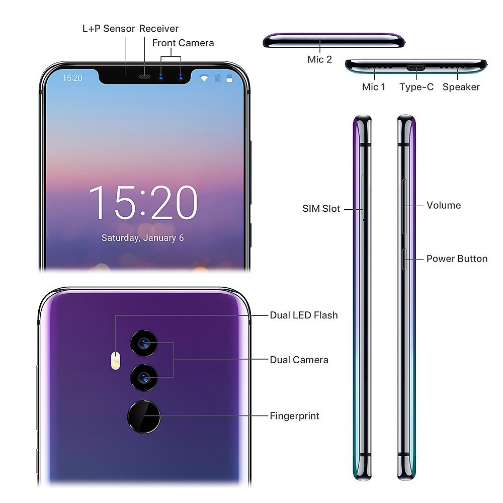 4G LTE スマートフォン Android 8.1 6GB 64GB UMIDIGI Z2