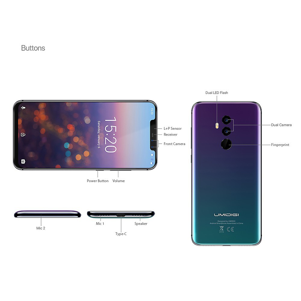 4G LTE スマートフォン Android 8.1 6GB 64GB UMIDIGI Z2