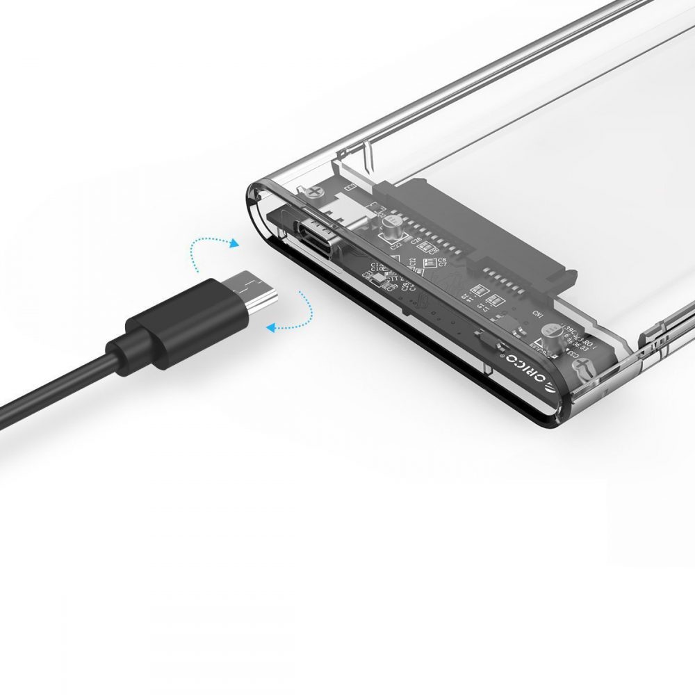 USB Type-C 2.5インチ SATA III ハードディスク SSD クリアーケース - 画像 (2)