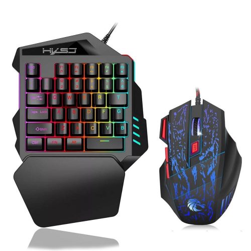 PUBG対応 35キー シングルハンド ゲーミングキーボード + 5500DPI 7ボタンマウスセット