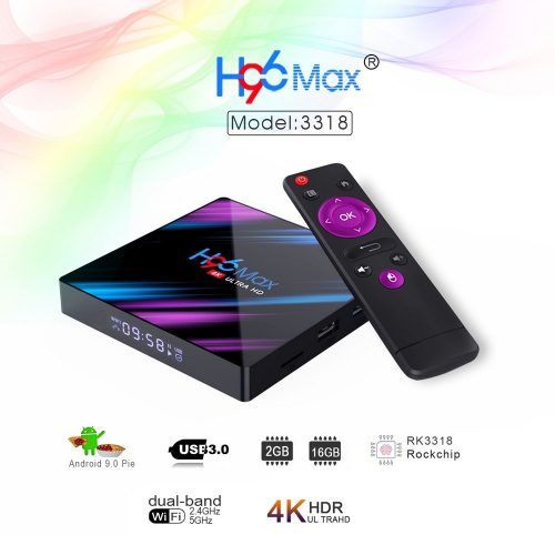 H96 MAX Android 9.0 TVボックス H.265 4K ウルトラHD 16GB ROM + 2GB DDR3 RAM