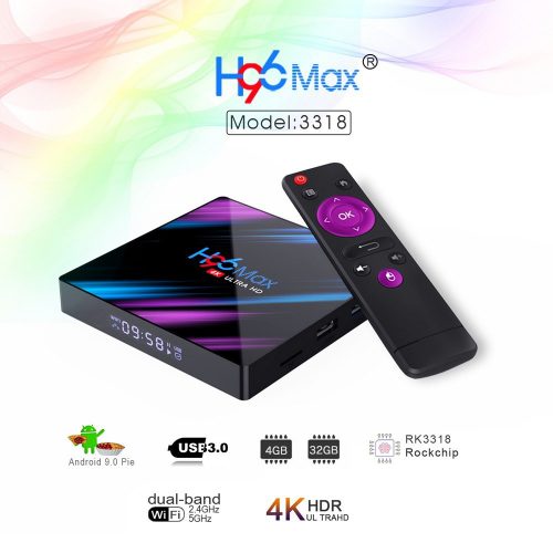H96 MAX Android 9.0 TVボックス H.265 4K ウルトラHD 32GB ROM + 4GB DDR3 RAM