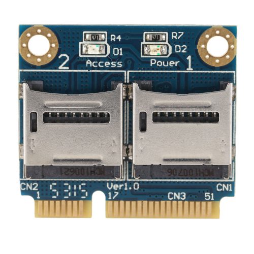 Mini PCI-E デュアルmicroSDカードリーダー アダプター ハーフブラケット付き