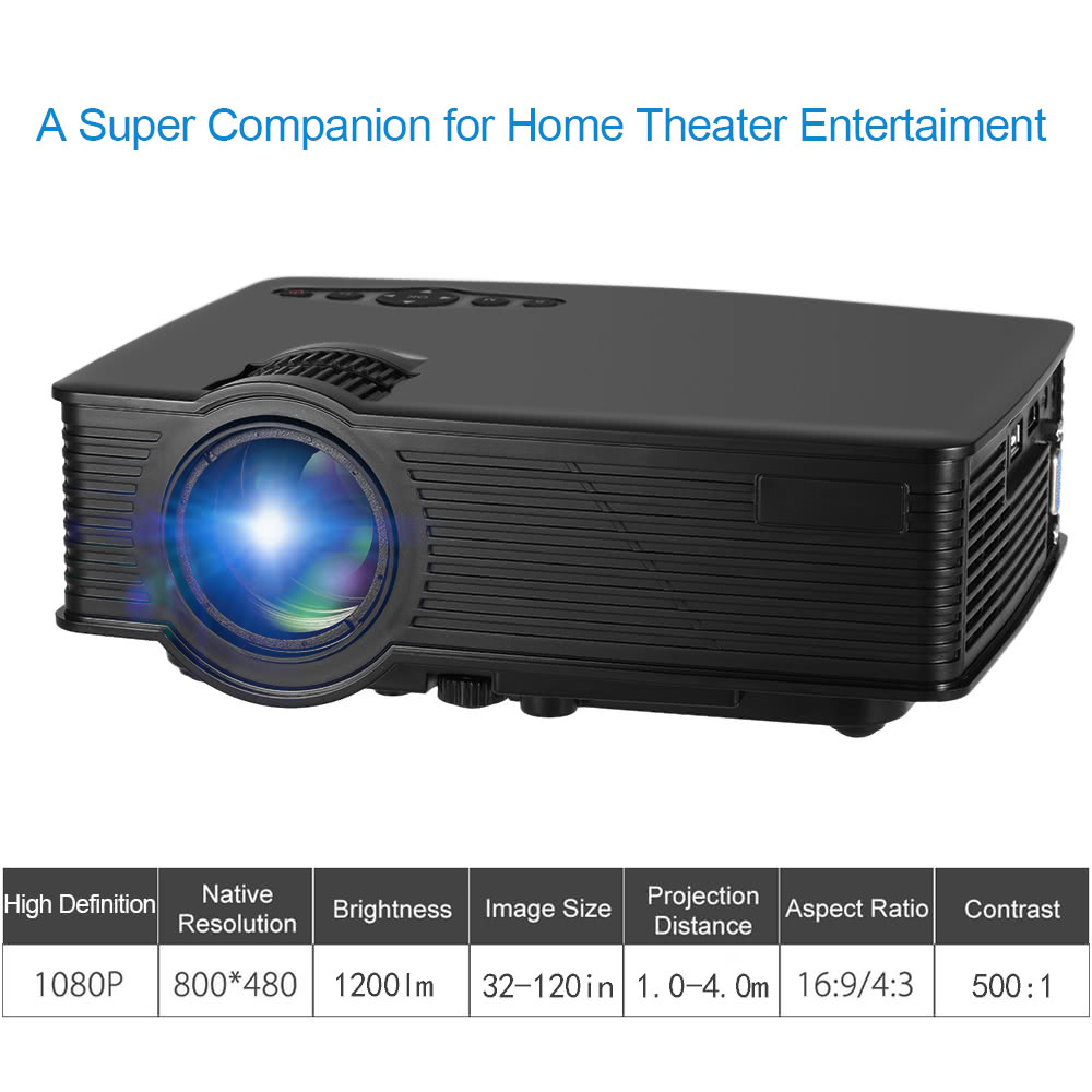 1080P 120インチ LEDプロジェクター 800 x 480ピクセル 1200ルーメン 500:1 コントラスト Disk House