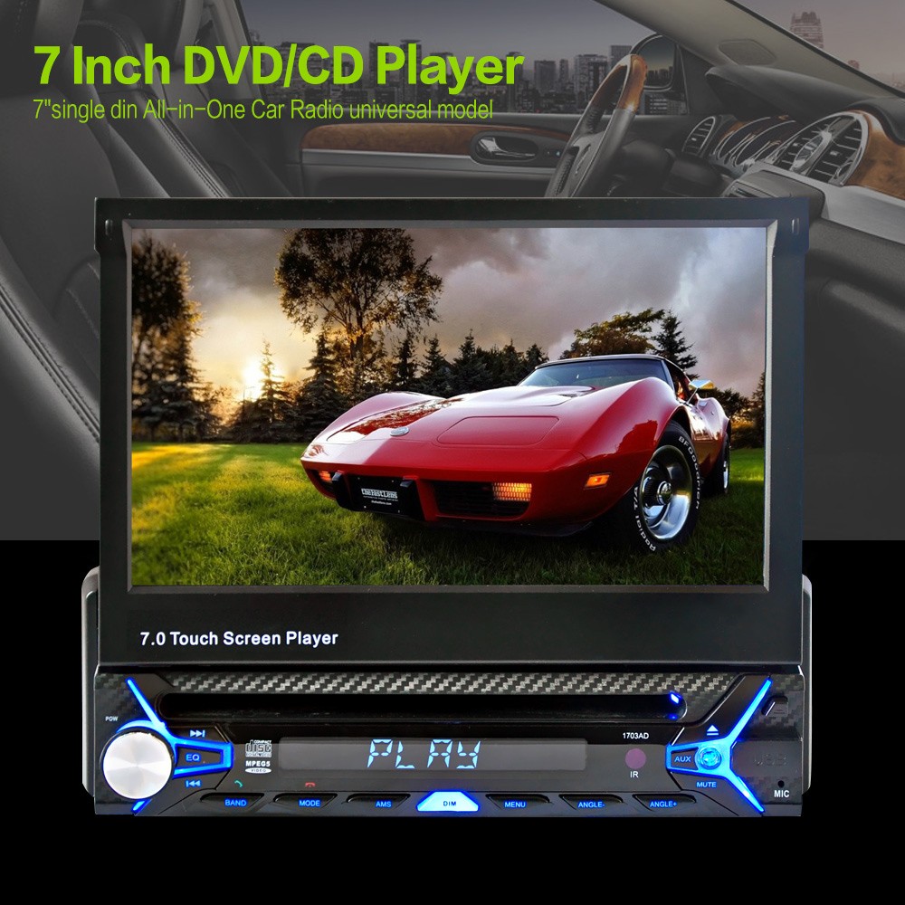 7インチ 1DIN リアカメラ付き Bluetooth MP3 カーオーディオ DVD/CD
