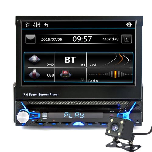 7インチ 1DIN リアカメラ付き Bluetooth MP3 カーオーディオ DVD/CDプレーヤー