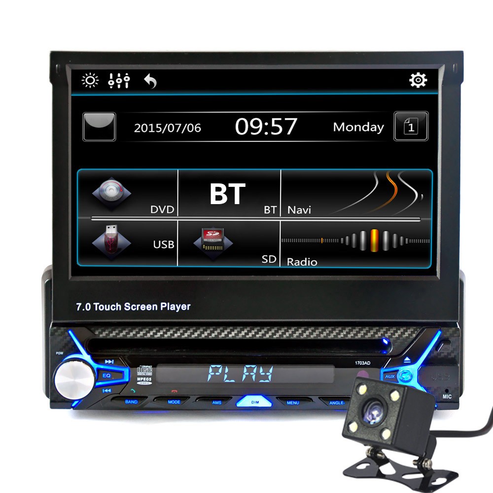 7インチ 1din リアカメラ付き Bluetooth Mp3 カーオーディオ Dvd Cdプレーヤー Disk House