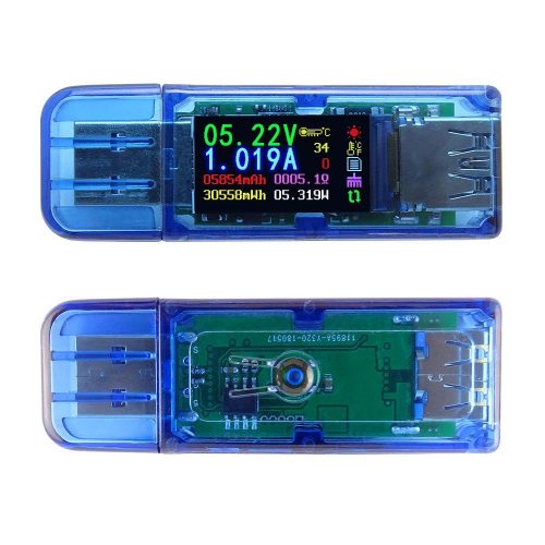 USB 3.0 カラーIPS液晶ディスプレイ 多機能 電流・電圧計 容量 エネルギー インピーダンス 電力 温度 チェッカー テスター