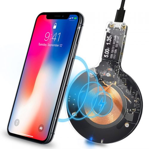Qi ワイヤレス スマホ 充電器 DC 電圧計 電流計
