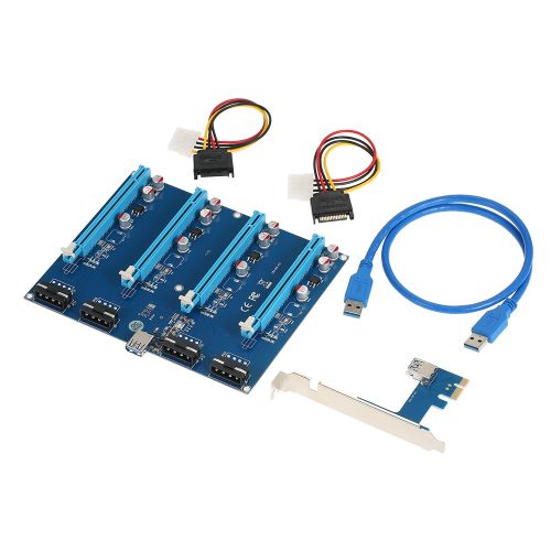 1スロットPCI-E X1 → 4スロットX16 増設 ライザーカード 仮想通貨マイニング対応