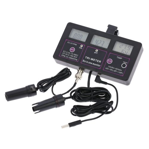 6in1 マルチパラメーター水質テストメーター pH / RH / EC / CF / TDS(PPM) / 温度