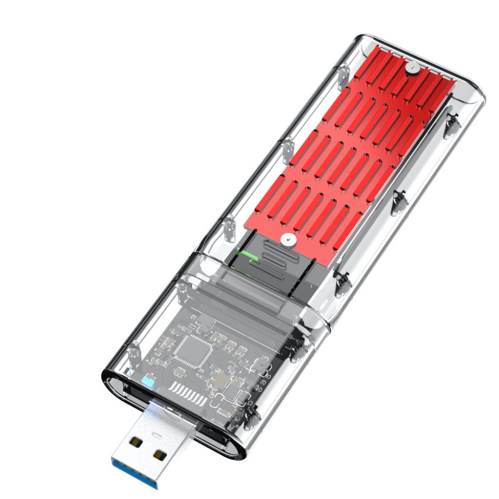 USB 3.0 SATA NGFF M.2 SSD B-Key スケルトンケース 2280/2260/2242/2230 - 画像 (4)