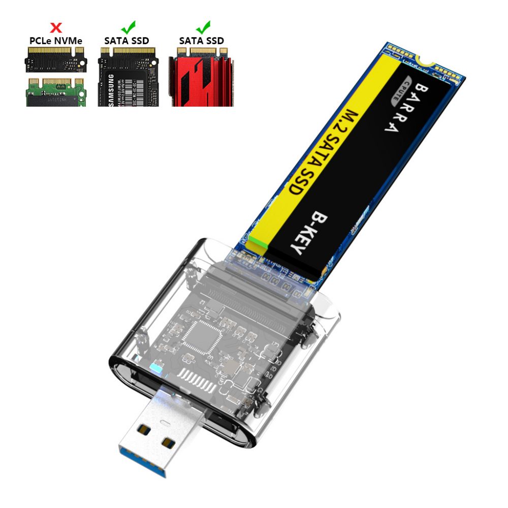 USB 3.0 SATA NGFF M.2 SSD B-Key スケルトンケース 2280/2260/2242/2230
