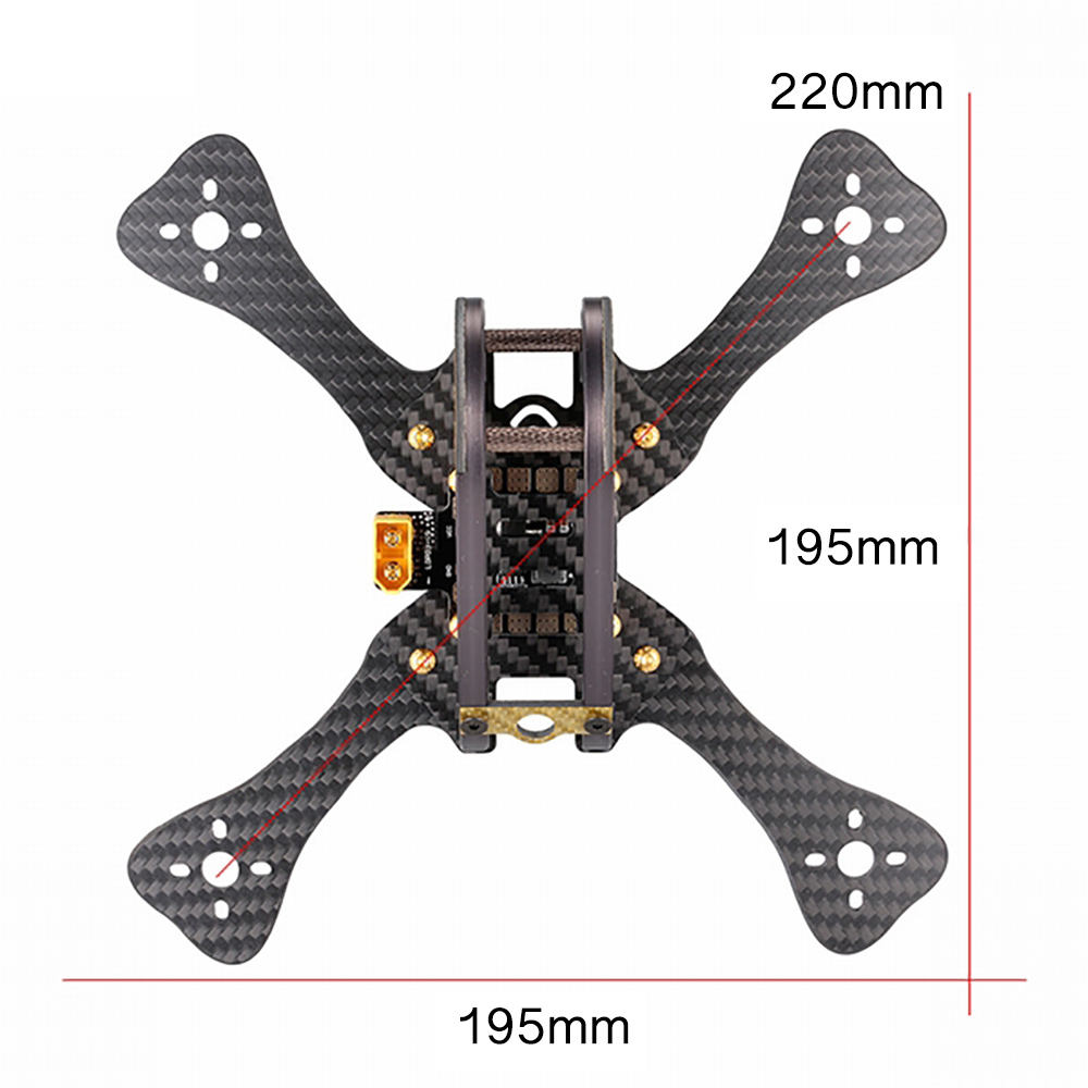 220mm Xタイプ 5インチ カーボンファイバー FPV レーシングドローン クアッドコプター フレームキット + XT60パワーディストリビューター