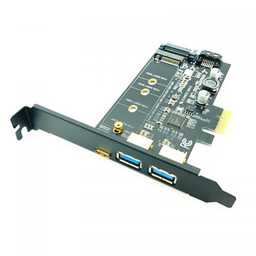 デュアルポート USB 3.0 + 1ポート USB 3.1 Type-C + M.2 NGFF SATA B Key PCI-E ライザーカード