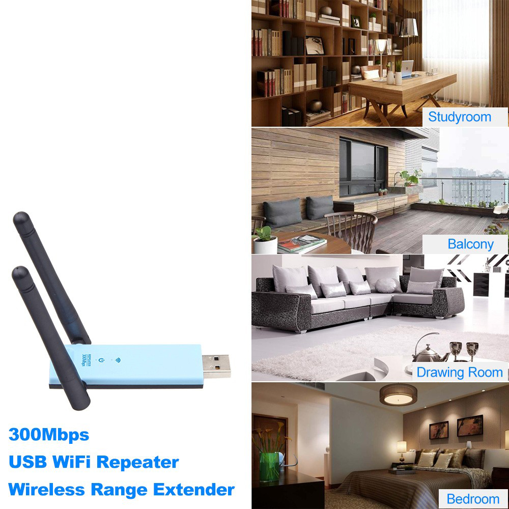 デュアルアンテナ USB Wi-Fi ワイヤレス リピーター エクステンダー　シグナルブースター IEEE 802.11b/g/n 300Mbps