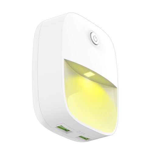 ナイトセンサー & サウンドセンサー LEDナイトライト + 5V 2.5A デュアルUSB 充電ポート