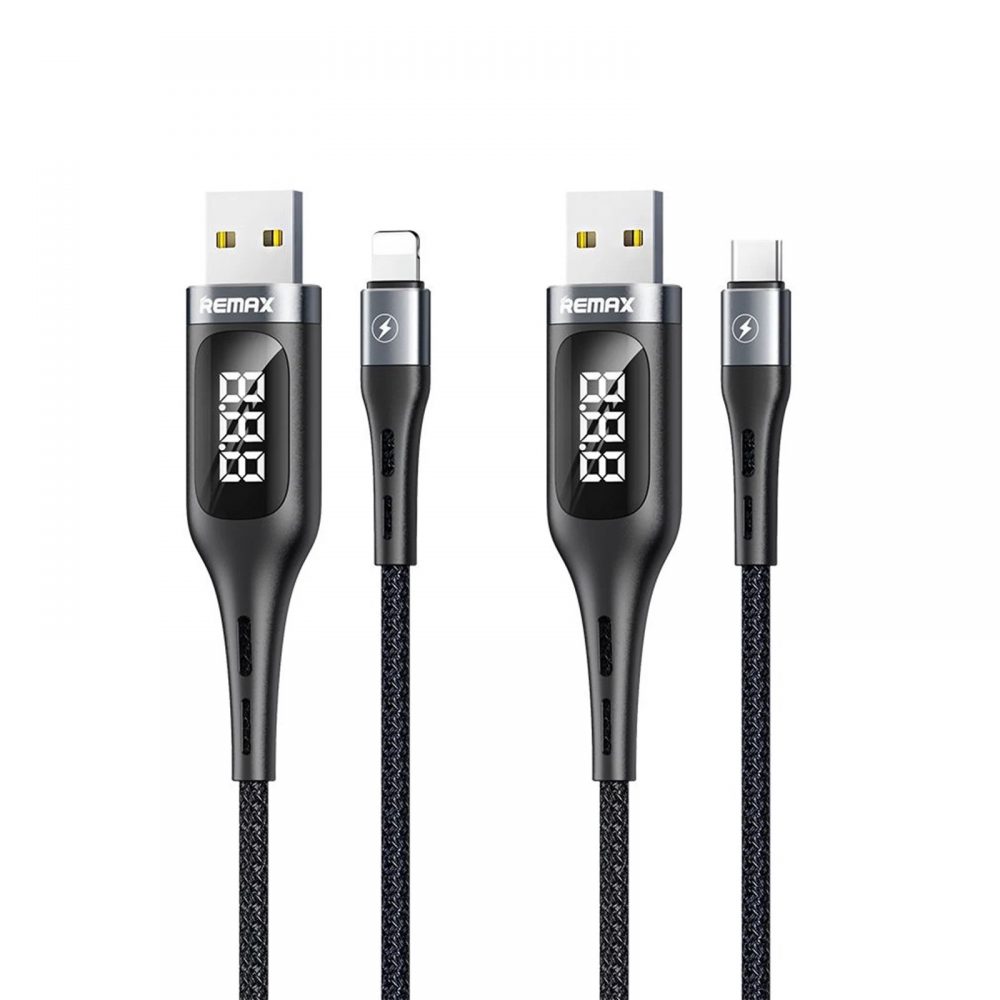 USB Type-C/Lightning 2.1A対応 高速充電 電流/電圧 自動充電オフ ディスプレイ付き データ転送 充電 ケーブル