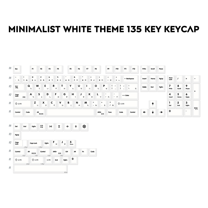 135キー DYE-SUB プロファイル日本語 かな キーキャップ Cherry MX スイッチ メカニカルキーボード対応