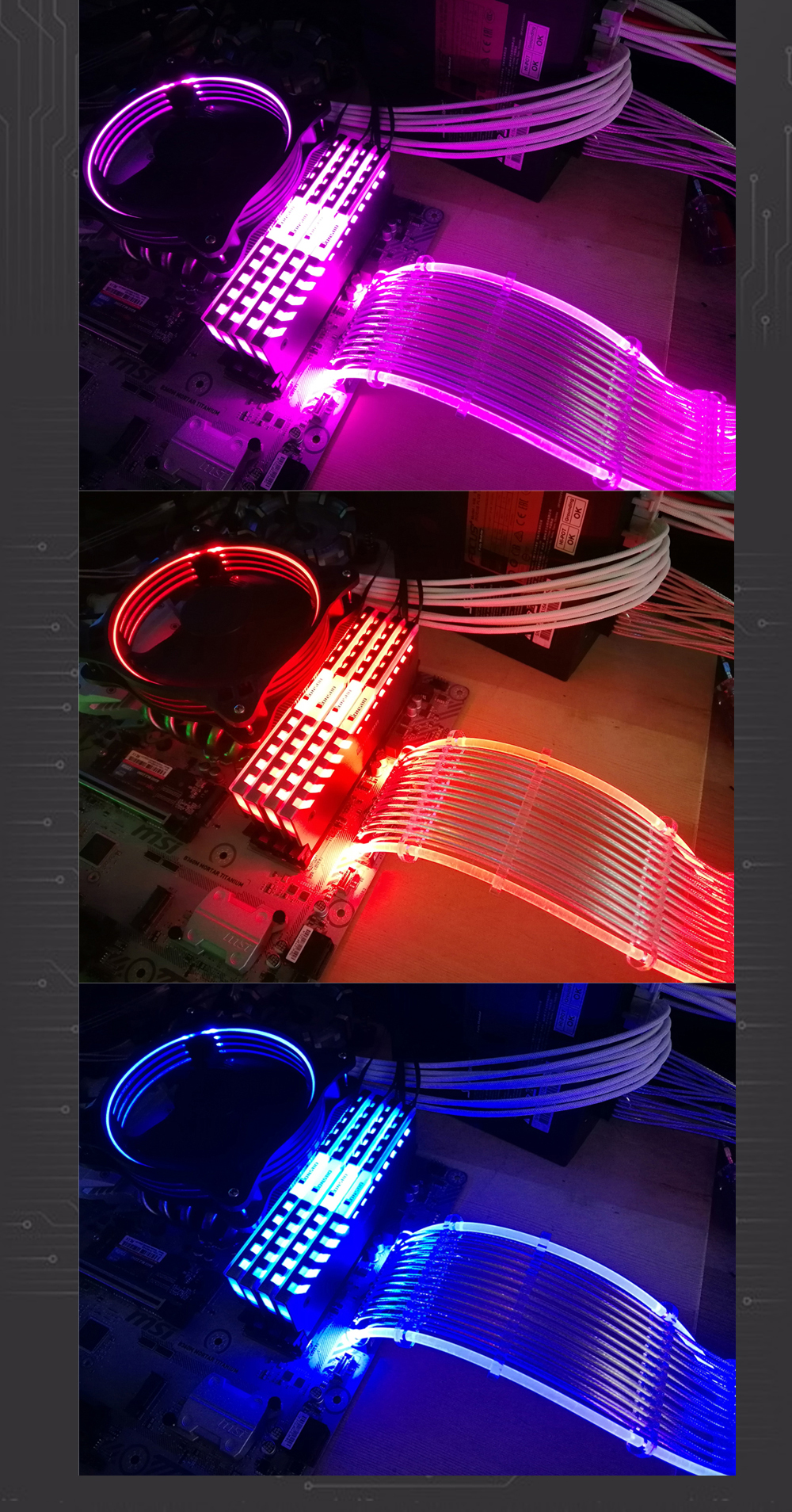 PSU RGB レインボー 延長ケーブル ATX 24ピン GPU 8（6 + 2）ピン 5V同期