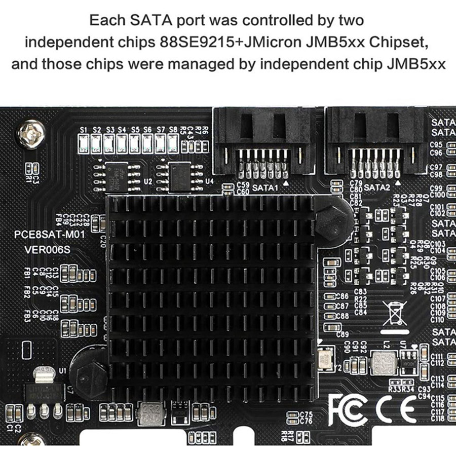 8ポート PCI-e to SATA コントローラー拡張カード