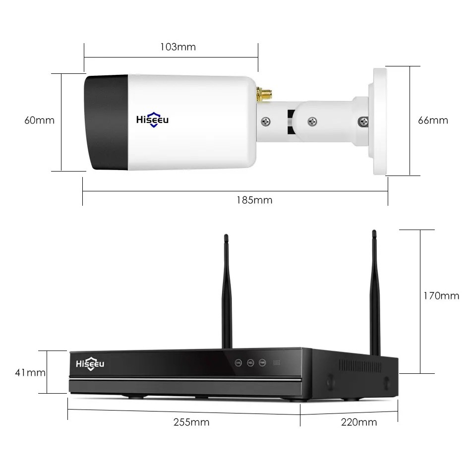 8CH 3MP ワイヤレスDVR + IP66 防犯カメラ 4台セット