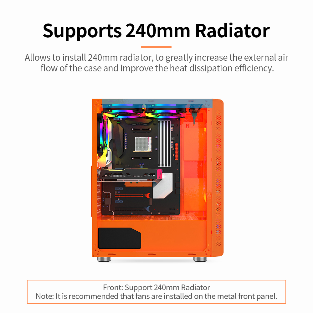 ATX対応 SPCC ＋ 強化ガラス ゲーミング デスクトップパソコン タワーケース 水冷対応