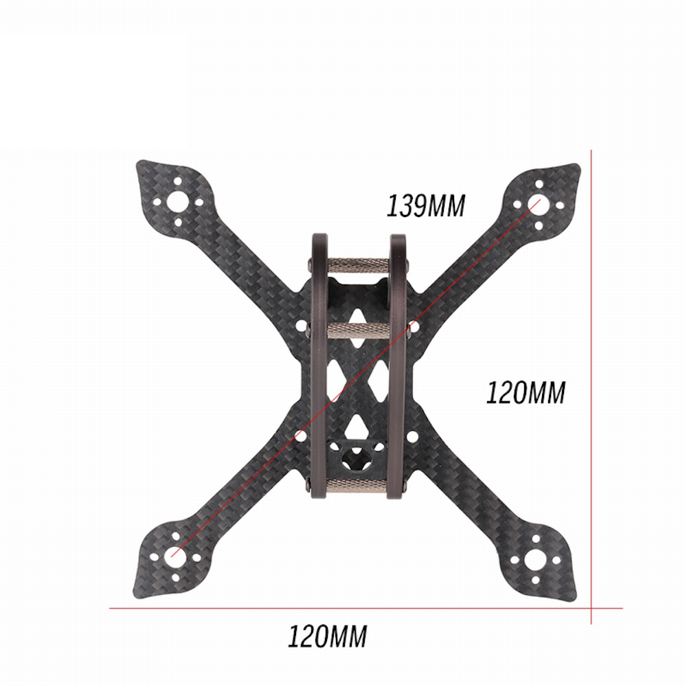 139mm Xタイプ 3インチ カーボンファイバー FPV レーシングドローン クアッドコプターフレームキット LED付き