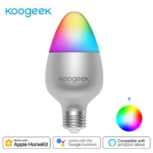 Koogeek Appleホームキット Siri 対応 Wi-Fi 8W 1600万色 スマート LED電球 E26