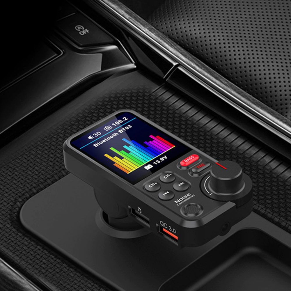 1.8インチ 液晶画面 Bluetooth FMトランスミッター カーシガーソケット MP3プレーヤー  QC3.0 急速充電 - 画像 (4)