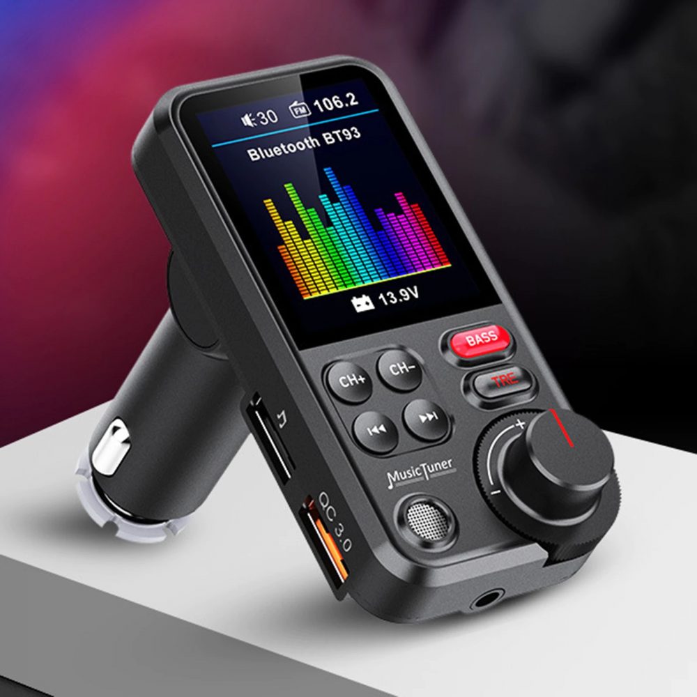 1.8インチ 液晶画面 Bluetooth FMトランスミッター カーシガーソケット MP3プレーヤー  QC3.0 急速充電 - 画像 (2)