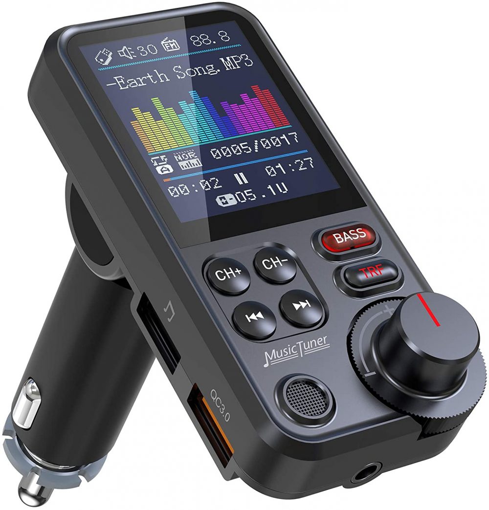 1.8インチ 液晶画面 Bluetooth FMトランスミッター カーシガーソケット MP3プレーヤー  QC3.0 急速充電