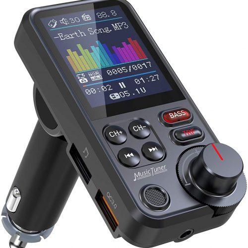 1.8インチ 液晶画面 Bluetooth FMトランスミッター カーシガーソケット MP3プレーヤー  QC3.0 急速充電